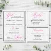 Calligraphie rose Script Mariage Carte de réceptio (Personnalisez la collection de ce créateur indépendant.)