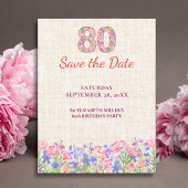 Invitation Elegant 80th Birthday for Her - Pink Flowers 