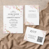 Invitation Élégant Mariage floral rose arrondi Arêtes (Personnalisez la collection de ce créateur indépendant. )