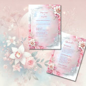 Carte Elégant cadre rose floral douce Pastel mariage lum