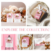 Carte De Remerciements Baby shower d'ours couchage rose pâle