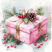 Elegante roze vintage kerst cadeaulabel