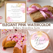 Sticker Rond Elegant Pink Watercolor Bakery Ingredient