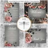 Save The Date Élégant rose blanc Rose gris Mariage