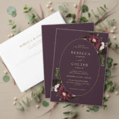 Sticker Rond Élégant Plum violet Bourgogne Mariage floral (Personnalisez la collection de ce créateur indépendant. Test)