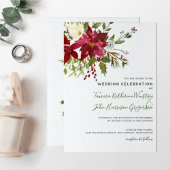 Invitation Photo Poinsettia Verdure Noël Enregistrer la date