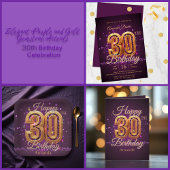 Serviette En Papier Luxueux violet et pierre à gemmes d'or 30e anniver
