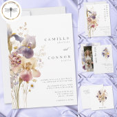 Save The Date Mariage de Jardin à l'Aquarelle avec Iris Violet É