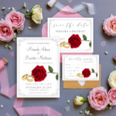 Save The Date Élégant mariage des roses rouges Enregistrer la ca