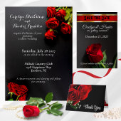 Save The Date Roses rouges magnifiques avec Mariage d'accents or