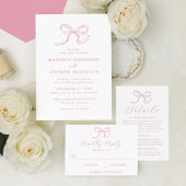 Save The Date Élégant Rose Pink Bow Photo Mariage