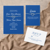 Moderne Royal Blue Wedding All In One Uitnodiging (Personaliseer de collectie van deze zelfstandige maker.)