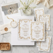 Signe De Table Mariage floral formel classique royal blanc et or