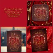 Assiettes En Carton Ruby élégant et Gold Gemstone 50e anniversaire