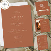 Save The Date Elegant Rust Terracotta Minimalist Wedding