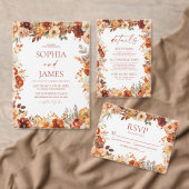 Cartons Réponse Code QR de mariage floral automnal rustique élégan (Personnalisez la collection de ce créateur indépendant. )