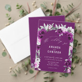 Faire-part Trois Volets Élégant Mariage géométrique violet rustique (Personnalisez la collection de ce créateur indépendant. Test)