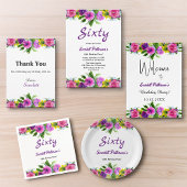 Kleurrijke Bloemen Botanische Bloemen 60ste Verjaa Papieren Bordje