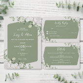 Carte D'accompagnement Elégant Botanique Sage Vert Blanc Floral Design (Personnalisez la collection de ce créateur indépendant.)