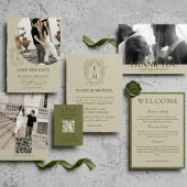Cartons Réponse Elegant Sage Green Minimalist Wedding QR Code