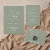 Invitation Code QR de mariage photo élégant vert sauge Rsvp (Personnalisez la collection de ce créateur indépendant. )