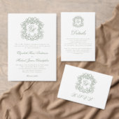 Invitation Elegant Sage Green Monogram Wedding Crest (Personnalisez la collection de ce créateur indépendant. )