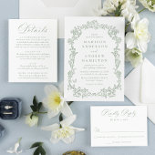 Numéro De Table Elegant Sage Green Victorian Floral Wedding