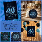 Étiquette Pour Bouteilles De Vin Teal Blue Sapphire Gemstone Glam 40th Birthday 