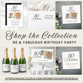 80 and Fabulous 80th Birthday Black Script  Vierkante Sticker