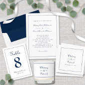 Cartons Réponse Élégant Script Classic Marine Bleu Mariage boîtier