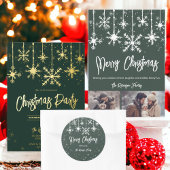 Invitation En Aluminium or neige élégante rouge joyeux noël 2 photos