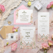 Elégant Faire-part de mariage Fleur sauvage aquare