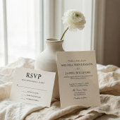 Invitation Simple Script 2 Photo QR Code Off White Wedding