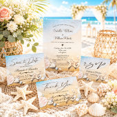 Éventail Tropical Starfish Shells Beach Wedding Programme V
