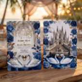 Invitation Vintage Gothic Cathedral Fairytale Swan Wedding
