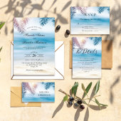 Invitation QR Code Tropical Palm Beach All in One Wedding