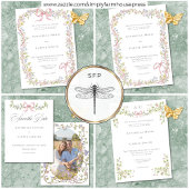 Elegant Victorian Pastel Floral Bow Wedding Kaart