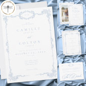 Invitation Elegant Vintage Baroque Dusty Blue Wedding