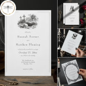 Carte D'accompagnement Elegant Vintage Gothic Black Toile Wedding