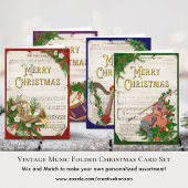 Sticker Rond Musique élégante de Noël au cor français rouge