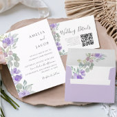 Boho Purple Floral Eucalyptus Wedding RSVP