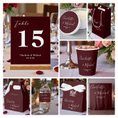 Gobelets En Papier Elegant Deep Burgundy Script Minimalist Wedding