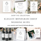 Élégant Menu de Mariage à Blason Monogramme