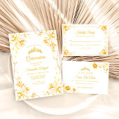 Luxe Gouden Bloemen Wit en Goud Quinceanera Save The Date