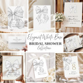 Numéro De Table Elegant, tying the knot bridal shower white bow.