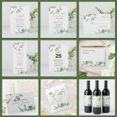 Invitation Elégante Roses Blanches & Verdure Table No