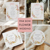 Serviette En Papier Élégant Mariage Fleur sauvage rose Bow