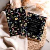 Invitation Rustique simple Fleur sauvage Mariage noir