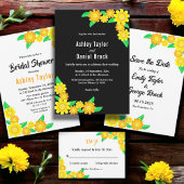 Invitation Élégant tournesol Rustique Boho noir Mariage flora