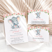 Serviette En Papier Eléphant, Fleurs d'aquarelle rose, Baby shower